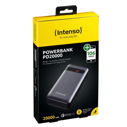 Powerbank INTENSO 7332354 Fekete Antracit 20000 mAh