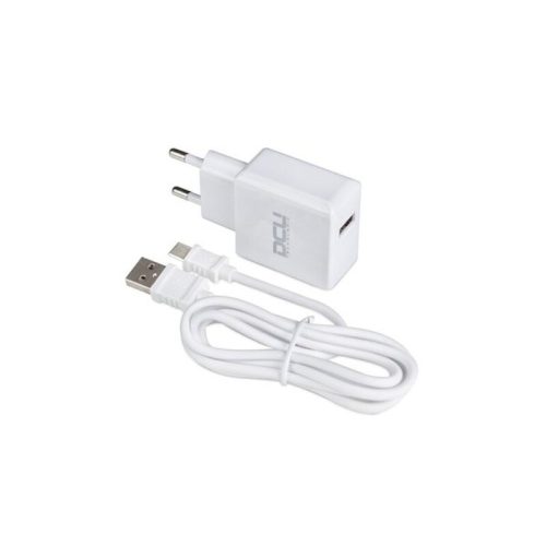 Fali töltő + USB A - USB C Kábel DCU 66826 Fehér (1 m)