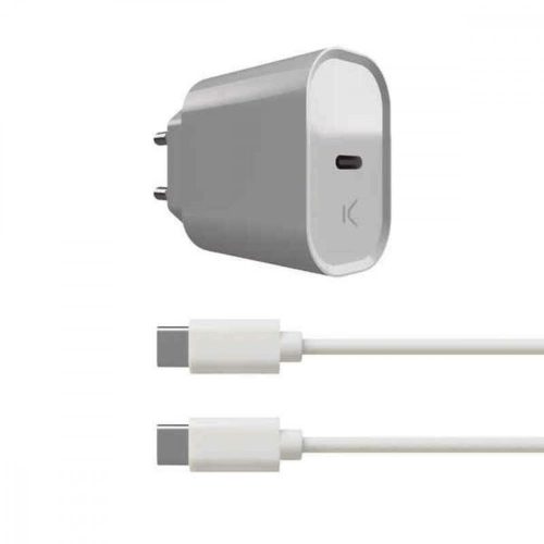 Fali töltő + USB C Kábel KSIX Fehér 20W