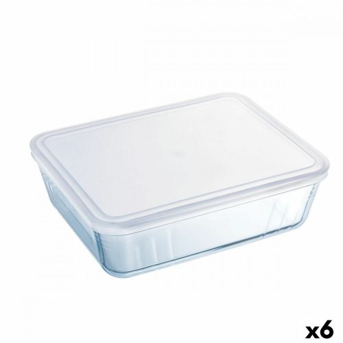 Négyszögletes uzsonnás doboz fedéllel Pyrex Cook & Freeze 22,5 x 17,5 x 6,5 cm 1,5 L Átlátszó Szilikon Üveg (6 egység)