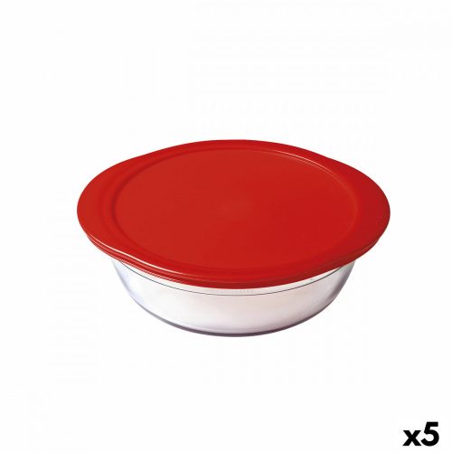 Kerek ebéddoboz fedéllel Ô Cuisine Cook & Store 21 x 21 x 7 cm Piros 1,1 L Szilikon Üveg (5 egység)