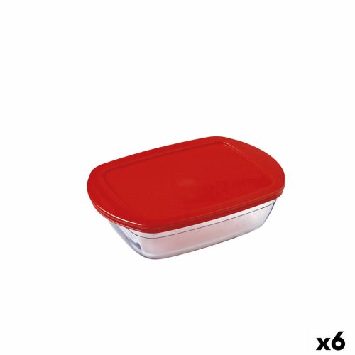 Négyszögletes uzsonnás doboz fedéllel Ô Cuisine Cook&store Ocu Piros 400 ml 17 x 10 x 5 cm Üveg Szilikon (6 egység)