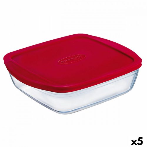 Négyszögletes uzsonnás doboz fedéllel Ô Cuisine Cook&store Ocu Piros 2,5 L 28 x 20 x 8 cm Szilikon Üveg (5 egység)