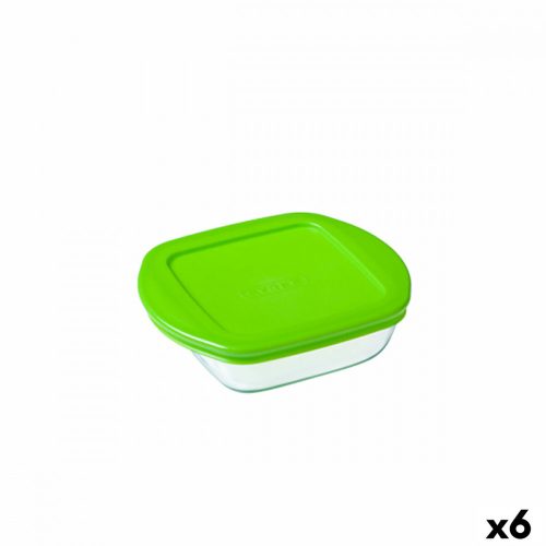 Négyzet alakú ebéd doboz fedéllel Pyrex Cook & Store Zöld 1 L 20 x 17 x 5,5 cm Szilikon Üveg (6 egység)