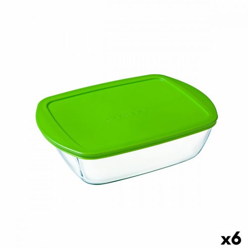 Négyszögletes uzsonnás doboz fedéllel Pyrex Cook & Store Zöld 1,1 L 23 x 15 x 7 cm Szilikon Üveg (6 egység)