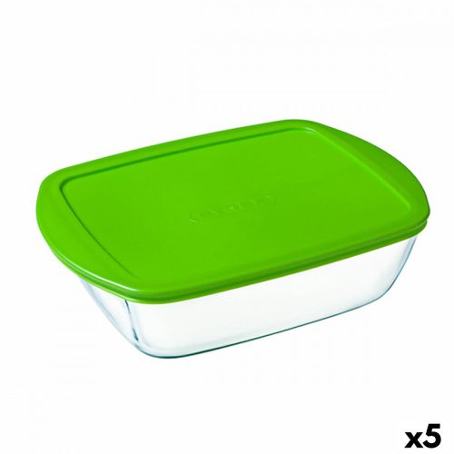 Négyszögletes uzsonnás doboz fedéllel Pyrex Cook&store Px Zöld 2,5 L 28 x 20 x 8 cm Üveg Szilikon (5 egység)