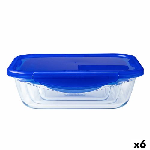 Hermetikus ebéddoboz Pyrex Cook & Go 20,5 x 15,5 x 6 cm Kék 800 ml Üveg (6 egység)