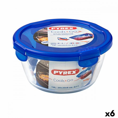 Hermetikus ebéddoboz Pyrex Cook&go 20 x 20 x 10,3 cm Kék 1,6 L Üveg (6 egység)