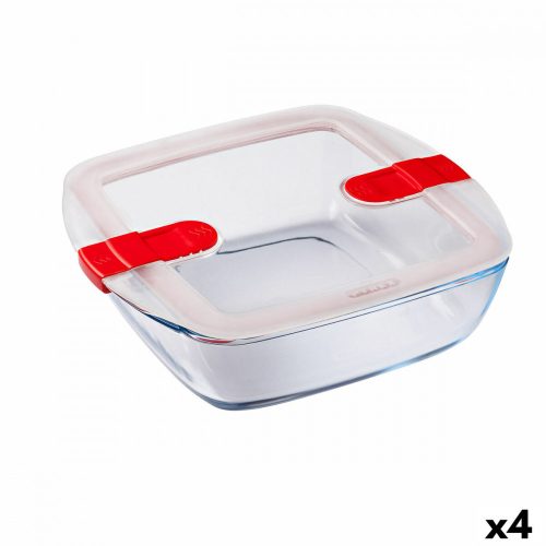 Hermetikus ebéddoboz Pyrex Cook & Heat 25 x 22 x 7 cm 2,2 L Átlátszó Üveg (4 egység)