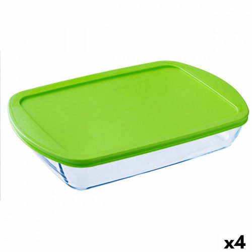 Négyszögletes uzsonnás doboz fedéllel Pyrex Cook & store Átlátszó Szilikon Üveg (4,5 L) (4 egység)