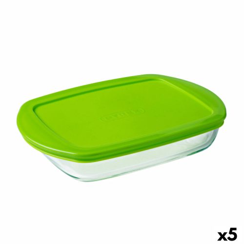 Négyszögletes uzsonnás doboz fedéllel Pyrex Prep&store Px Zöld 1,6 L 28 x 20 cm Üveg (5 egység)