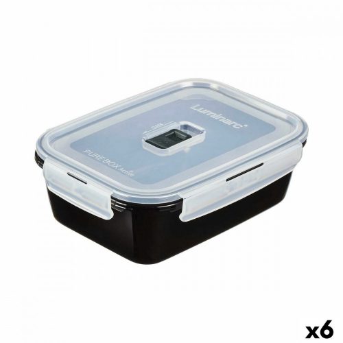 Hermetikus ebéddoboz Luminarc Pure Box Fekete 1,22 L Üveg (6 egység)