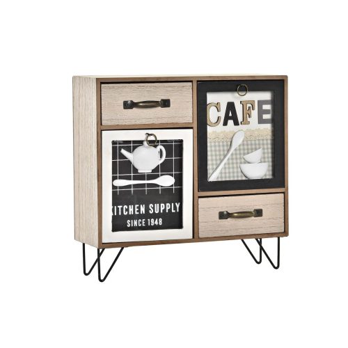 Többcélú rendszerező DKD Home Decor Fém Kristály Fa MDF 30 x 10 x 29 cm Konyha