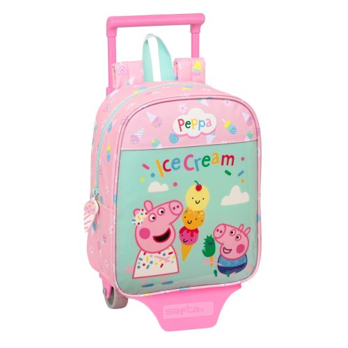 Iskolatáska Kerekekkel Peppa Pig Ice cream Zöld Rózsaszín 22 x 27 x 10 cm