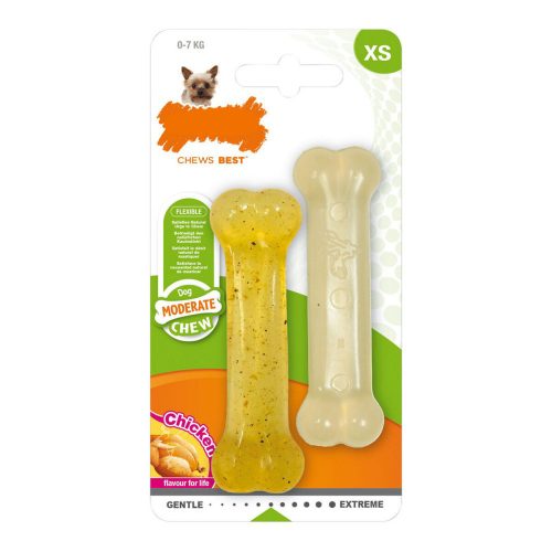 Kutya rágójátékok Nylabone Moderate Chew Twin Hőre lágyuló Csirke XS (2 pcs)