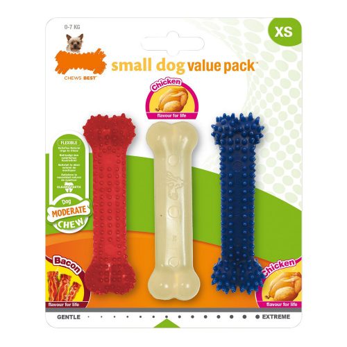 Kutya rágójátékok Nylabone Value Pack Bacon S méret Csirke Hőre lágyuló (3 pcs)