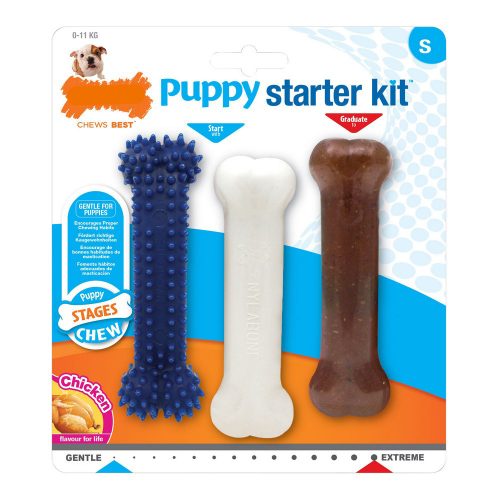 Kutya rágójátékok Nylabone Extreme Chew Starter Kit Kölyökkutyák Csirke Nejlon Hőre lágyuló (3 pcs)