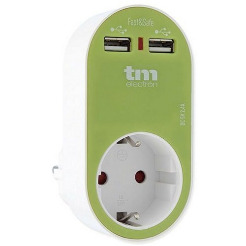 Fali csatlakozó 2 USB port-hoz TM Electron Zöld