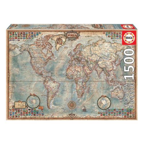 Puzzle Educa The World, Political map 16005 1500 Darabok