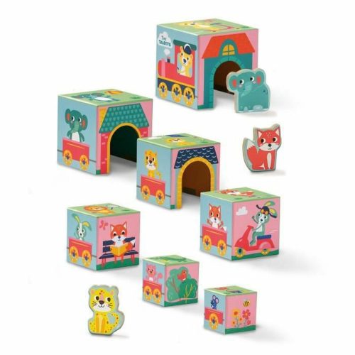 Playset SES Creative Block tower to stack with animal figurines 10 Darabok