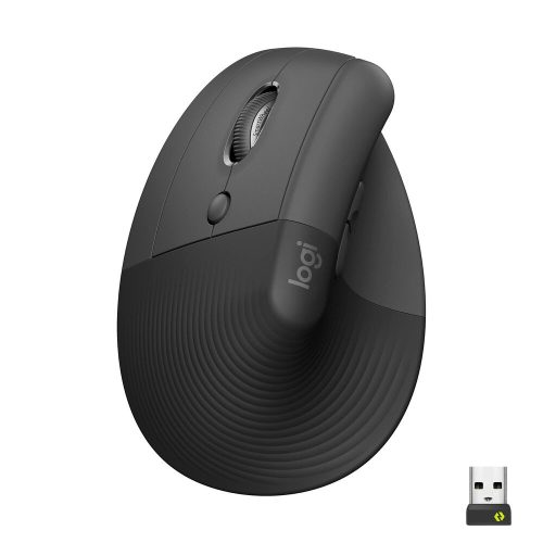 Ergonómikus Optikai Egér Logitech Lift Fekete Szürke