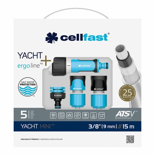 Tömlőkészlet tartozékokkal Cellfast Yacht Mini Ats PVC 15 m Ø 9 mm