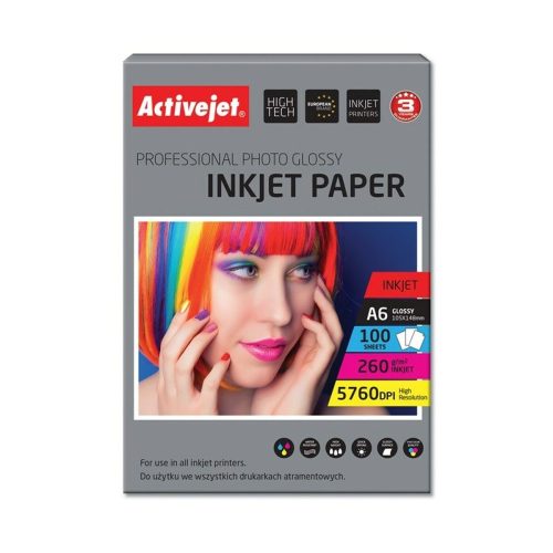 Fényes Fényképpapír Activejet AP6-260GR100 A6 100 Ágynemű